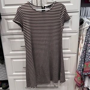 Iris Black and Pink Striped Mini Dress